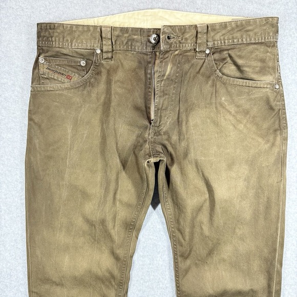 Diesel Thavar-A Pants Mens 33x34 Brown Chino Style Stretch Button Fly - Picture 3 of 13